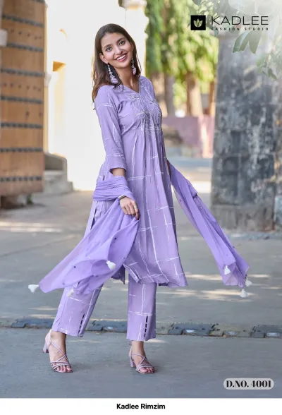 Kadlee Rimzim — Rayon Print, Stitched Suits, Kadlee wholesale from Surat — view 4