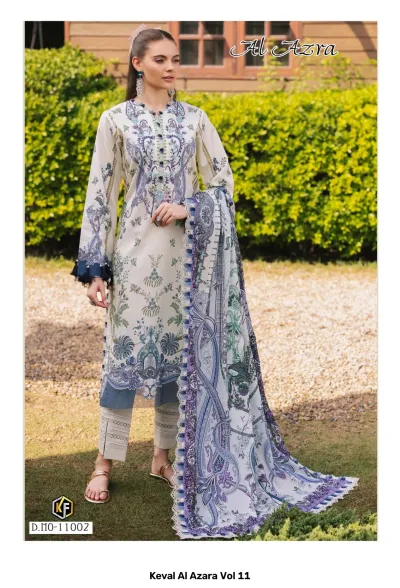 Keval Al Azara Vol 11 — Heavy Lawn Cotton Printed, Karachi Pattern Dress, Keval Fab wholesale from Surat — view 4