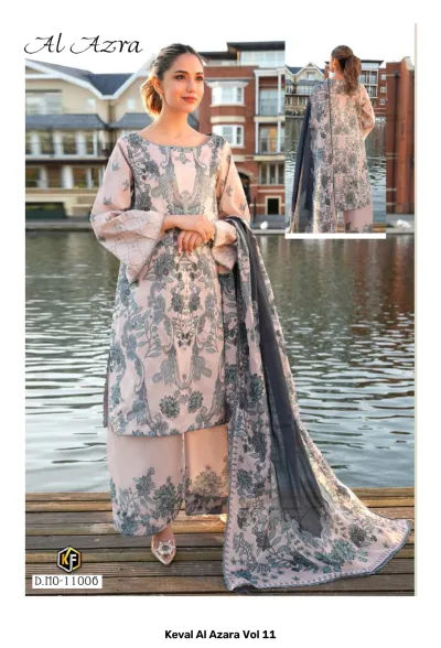 Keval Al Azara Vol 11 — Heavy Lawn Cotton Printed, Karachi Pattern Dress, Keval Fab wholesale from Surat — view 6