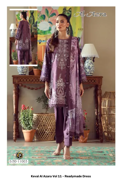 Keval Al Azara Vol 11 - Readymade Dress — Heavy Lawn Cotton Printed, Pakistani Readymade Suits, Keval Fab wholesale from Surat — view 2