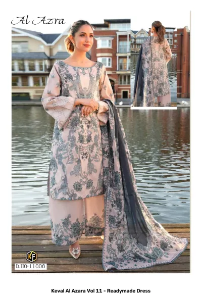 Keval Al Azara Vol 11 - Readymade Dress — Heavy Lawn Cotton Printed, Pakistani Readymade Suits, Keval Fab wholesale from Surat — view 6