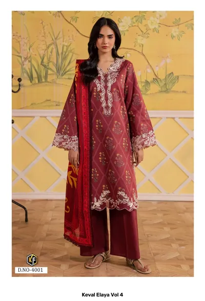 Keval Elaya Vol 4 — Heavy Lawn Cotton Printed, Karachi Pattern Dress, Keval Fab wholesale from Surat — view 2