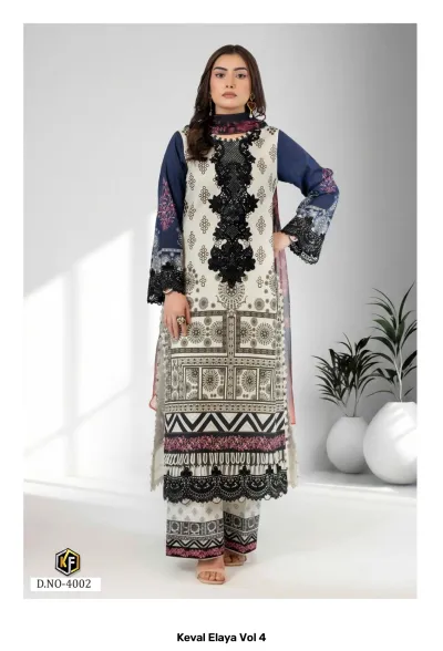 Keval Elaya Vol 4 — Heavy Lawn Cotton Printed, Karachi Pattern Dress, Keval Fab wholesale from Surat — view 3