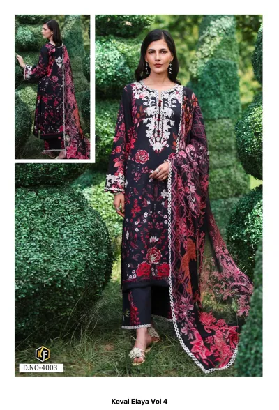 Keval Elaya Vol 4 — Heavy Lawn Cotton Printed, Karachi Pattern Dress, Keval Fab wholesale from Surat — view 4