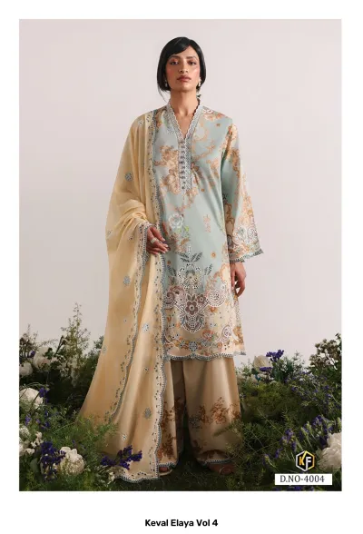 Keval Elaya Vol 4 — Heavy Lawn Cotton Printed, Karachi Pattern Dress, Keval Fab wholesale from Surat — view 5