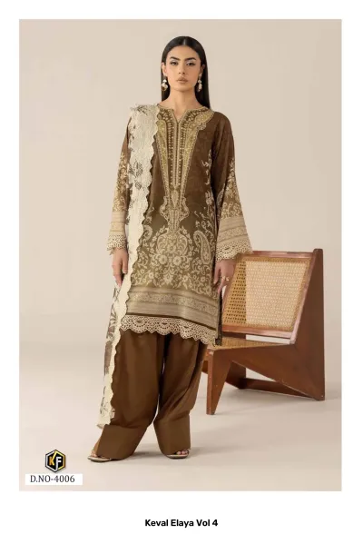 Keval Elaya Vol 4 — Heavy Lawn Cotton Printed, Karachi Pattern Dress, Keval Fab wholesale from Surat — view 7