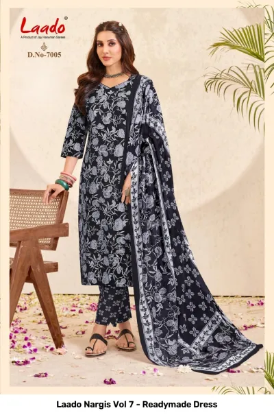 Laado Nargis Vol 7 - Readymade Dress — Pure Cotton Printed, Pakistani Readymade Suits, Laado wholesale from Surat — view 10