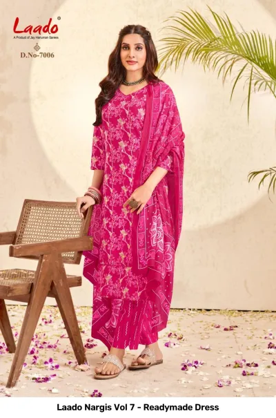 Laado Nargis Vol 7 - Readymade Dress — Pure Cotton Printed, Pakistani Readymade Suits, Laado wholesale from Surat — view 6