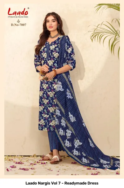 Laado Nargis Vol 7 - Readymade Dress — Pure Cotton Printed, Pakistani Readymade Suits, Laado wholesale from Surat — view 7