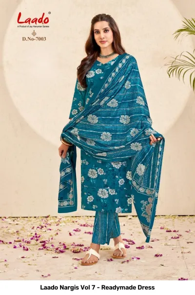 Laado Nargis Vol 7 - Readymade Dress — Pure Cotton Printed, Pakistani Readymade Suits, Laado wholesale from Surat — view 9