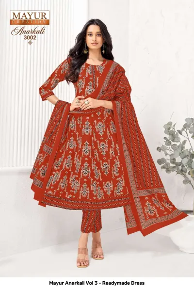 Mayur Anarkali Vol 3 - Readymade Dress — Heavy Cotton Printed Anarkali Style, Stitched Suits, Mayur Creation wholesale from Surat — view 3