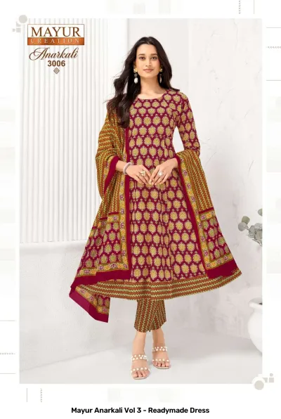 Mayur Anarkali Vol 3 - Readymade Dress — Heavy Cotton Printed Anarkali Style, Stitched Suits, Mayur Creation wholesale from Surat — view 4