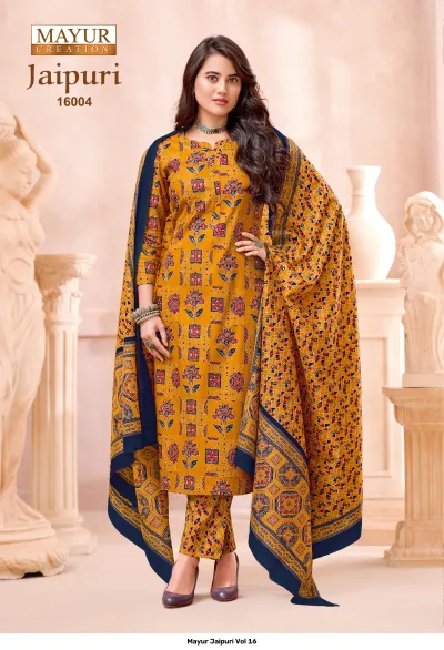 Mayur Jaipuri Vol 16 — Pure Cotton Print, Unstitched Dress Materials, Mayur Creation wholesale from Surat — view 5