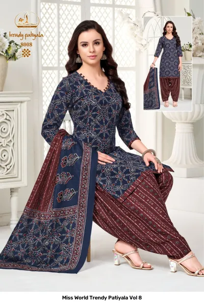 Miss World Trendy Patiyala Vol 8 — Pure Cotton Printed, Unstitched Dress Materials, Miss wholesale from Surat — view 11