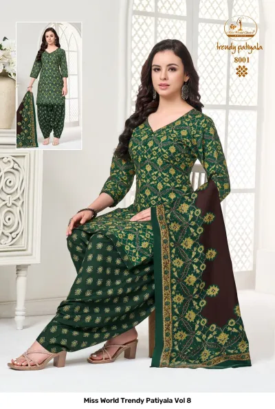 Miss World Trendy Patiyala Vol 8 — Pure Cotton Printed, Unstitched Dress Materials, Miss wholesale from Surat — view 3