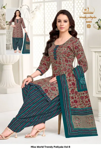 Miss World Trendy Patiyala Vol 8 — Pure Cotton Printed, Unstitched Dress Materials, Miss wholesale from Surat — view 6