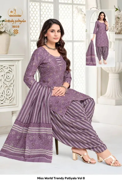Miss World Trendy Patiyala Vol 8 — Pure Cotton Printed, Unstitched Dress Materials, Miss wholesale from Surat — view 7