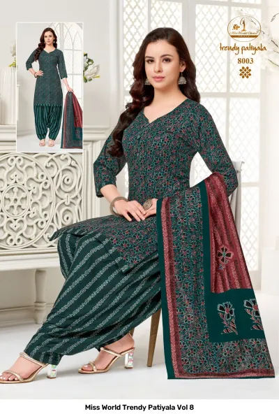 Miss World Trendy Patiyala Vol 8 — Pure Cotton Printed, Unstitched Dress Materials, Miss wholesale from Surat — view 8
