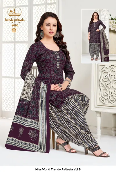 Miss World Trendy Patiyala Vol 8 — Pure Cotton Printed, Unstitched Dress Materials, Miss wholesale from Surat — view 9