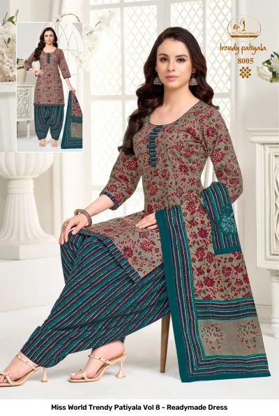 Miss World Trendy Patiyala Vol 8 - Readymade Dress — Pure Cotton Printed, Ready Made Suits, Miss World Choice wholesale from Surat — view 6