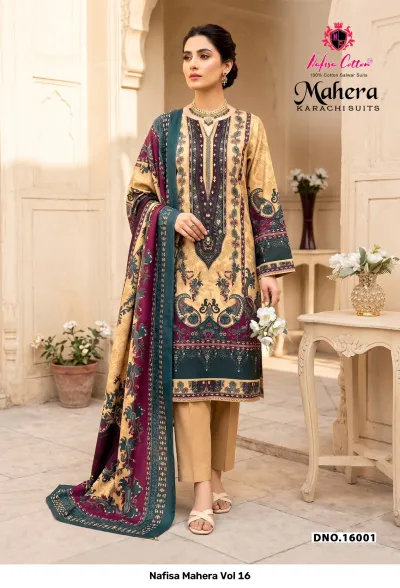 Nafisa Mahera Vol 16 — Indo Cotton With Digital Style Print, Karachi Pattern Dress, Nafisa wholesale from Surat — view 2