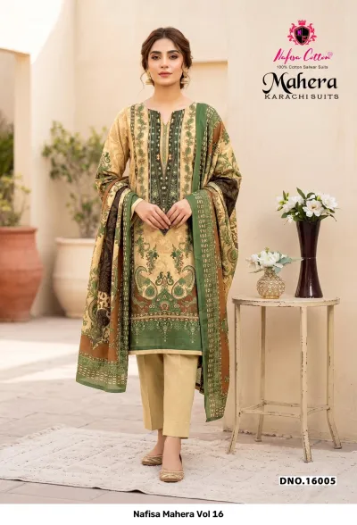 Nafisa Mahera Vol 16 — Indo Cotton With Digital Style Print, Karachi Pattern Dress, Nafisa wholesale from Surat — view 6