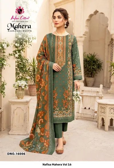 Nafisa Mahera Vol 16 — Indo Cotton With Digital Style Print, Karachi Pattern Dress, Nafisa wholesale from Surat — view 7