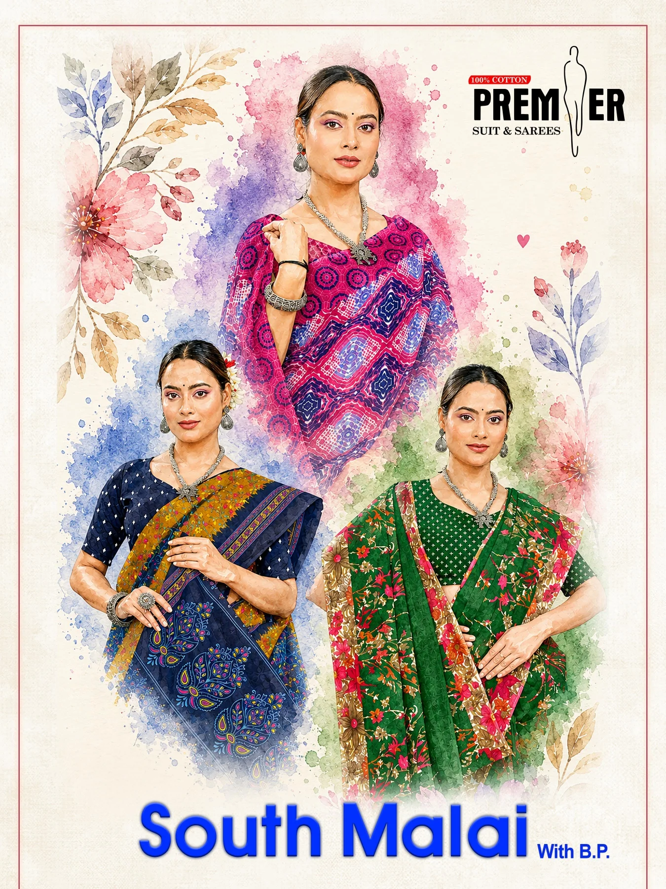 Premier South Malai Vol 3 — Sarees, Premier Suits & Sarees wholesale from Surat — view 1