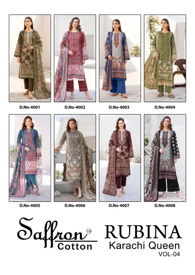 Saffron Rubina Vol 4 — Pure Indo Cotton Digital Style Printed, Unstitched Dress Materials, Saffron Cotton wholesale from Surat — view 10