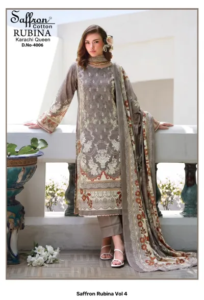 Saffron Rubina Vol 4 — Pure Indo Cotton Digital Style Printed, Unstitched Dress Materials, Saffron Cotton wholesale from Surat — view 7
