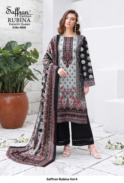 Saffron Rubina Vol 4 — Pure Indo Cotton Digital Style Printed, Unstitched Dress Materials, Saffron Cotton wholesale from Surat — view 9