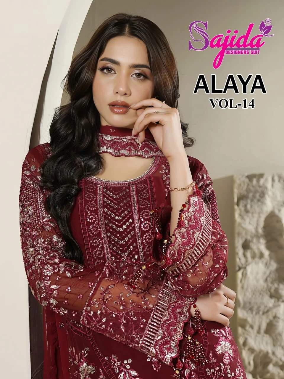 Sajida Alaya Vol — Georgette With Heavy Embroidered, Pakistani Suits, Sajida Designer Suit wholesale from Surat — view 1
