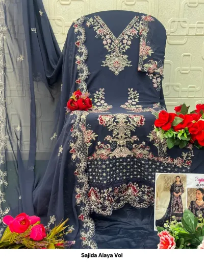 Sajida Alaya Vol — Georgette With Heavy Embroidered, Pakistani Suits, Sajida Designer Suit wholesale from Surat — view 4