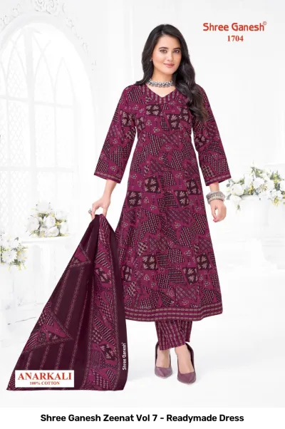 Shree Ganesh Zeenat Vol 7 - Readymade Dress — Heavy Cotton Printed Anarkali Style, Stitched Suits, Shree Ganesh Print wholesale from Surat — view 10