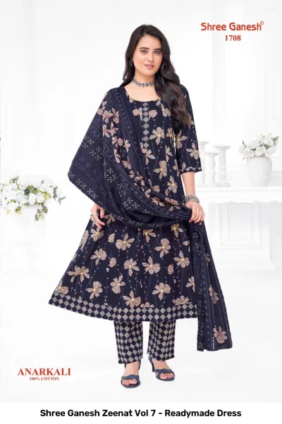 Shree Ganesh Zeenat Vol 7 - Readymade Dress — Heavy Cotton Printed Anarkali Style, Stitched Suits, Shree Ganesh Print wholesale from Surat — view 11