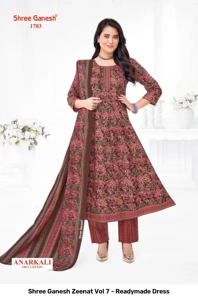 Shree Ganesh Zeenat Vol 7 - Readymade Dress — Heavy Cotton Printed Anarkali Style, Stitched Suits, Shree Ganesh Print wholesale from Surat — view 4