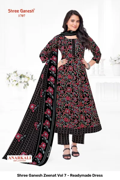 Shree Ganesh Zeenat Vol 7 - Readymade Dress — Heavy Cotton Printed Anarkali Style, Stitched Suits, Shree Ganesh Print wholesale from Surat — view 5