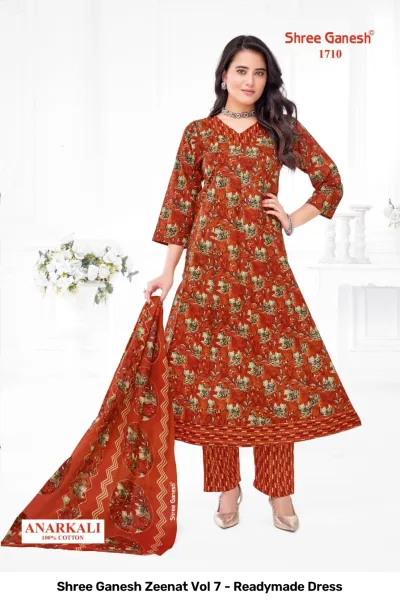 Shree Ganesh Zeenat Vol 7 - Readymade Dress — Heavy Cotton Printed Anarkali Style, Stitched Suits, Shree Ganesh Print wholesale from Surat — view 6