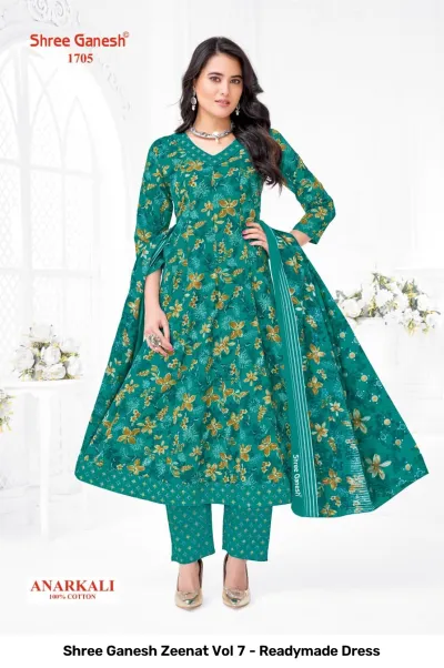 Shree Ganesh Zeenat Vol 7 - Readymade Dress — Heavy Cotton Printed Anarkali Style, Stitched Suits, Shree Ganesh Print wholesale from Surat — view 7