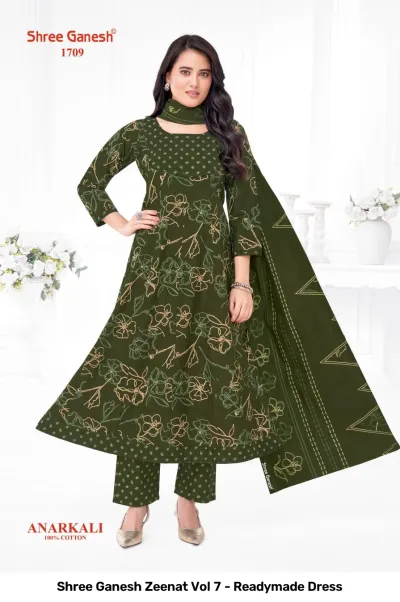 Shree Ganesh Zeenat Vol 7 - Readymade Dress — Heavy Cotton Printed Anarkali Style, Stitched Suits, Shree Ganesh Print wholesale from Surat — view 8