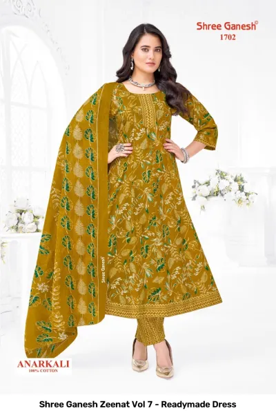 Shree Ganesh Zeenat Vol 7 - Readymade Dress — Heavy Cotton Printed Anarkali Style, Stitched Suits, Shree Ganesh Print wholesale from Surat — view 9