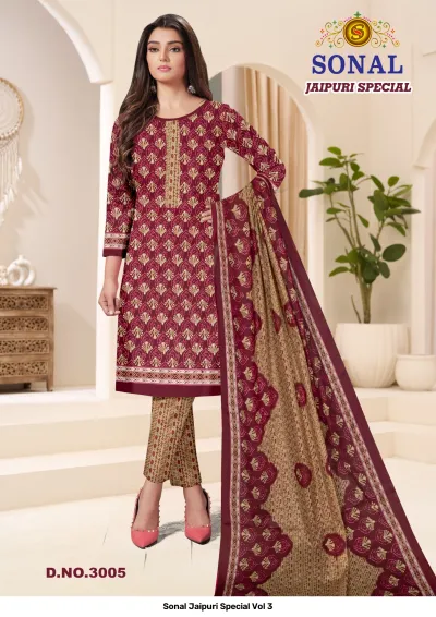 Sonal Jaipuri Special Vol 3 — Pure Cotton Printed, Unstitched Dress Materials, Sonal wholesale from Surat — view 6