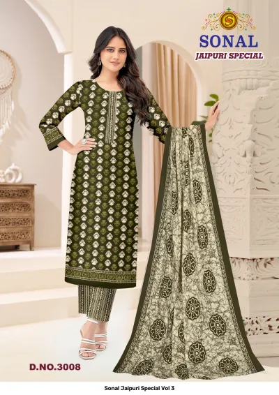 Sonal Jaipuri Special Vol 3 — Pure Cotton Printed, Unstitched Dress Materials, Sonal wholesale from Surat — view 9