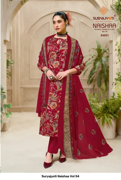 Suryajyoti Naishaa Vol 54 — Jaam Satin Printed, Unstitched Dress Materials, Suryajyoti wholesale from Surat — view 2