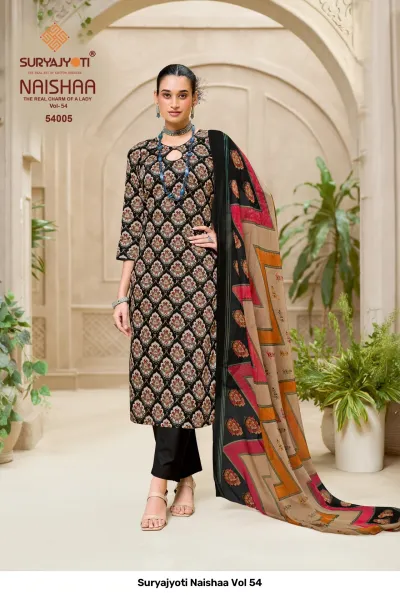 Suryajyoti Naishaa Vol 54 — Jaam Satin Printed, Unstitched Dress Materials, Suryajyoti wholesale from Surat — view 6