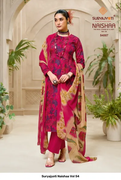 Suryajyoti Naishaa Vol 54 — Jaam Satin Printed, Unstitched Dress Materials, Suryajyoti wholesale from Surat — view 8