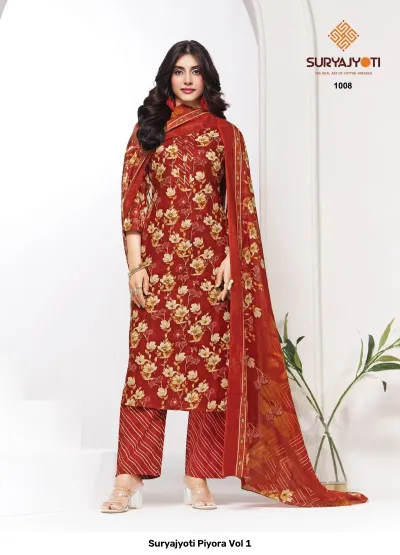 Suryajyoti Piyora Vol 1 — Pure Lawn Cotton With Foil, Unstitched Dress Materials, Suryajyoti wholesale from Surat — view 10