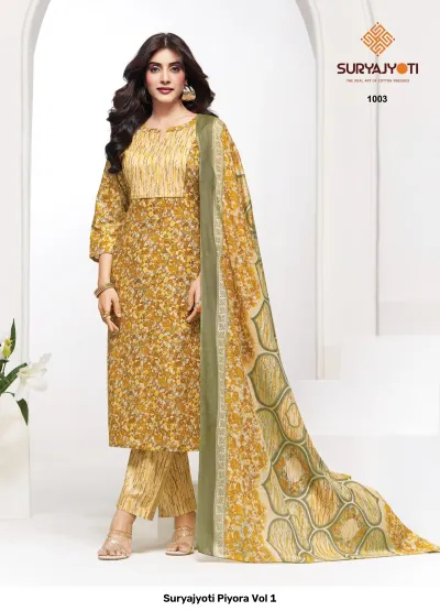 Suryajyoti Piyora Vol 1 — Pure Lawn Cotton With Foil, Unstitched Dress Materials, Suryajyoti wholesale from Surat — view 2