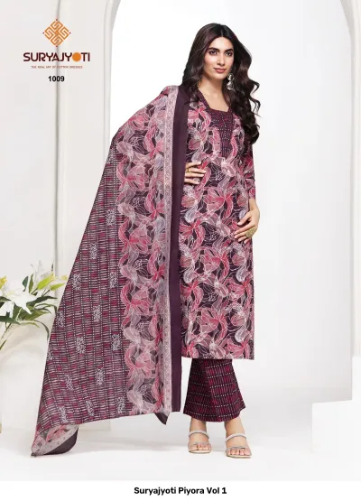 Suryajyoti Piyora Vol 1 — Pure Lawn Cotton With Foil, Unstitched Dress Materials, Suryajyoti wholesale from Surat — view 4