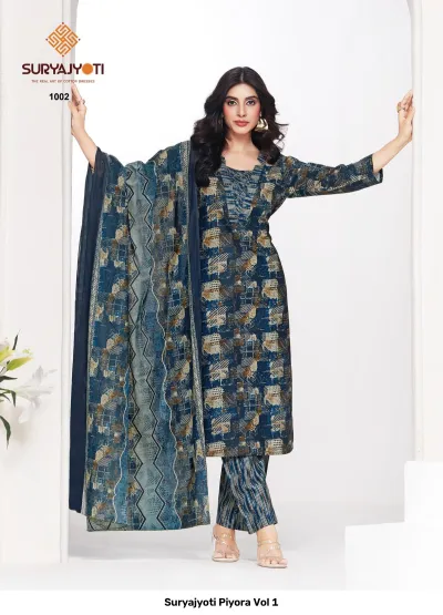 Suryajyoti Piyora Vol 1 — Pure Lawn Cotton With Foil, Unstitched Dress Materials, Suryajyoti wholesale from Surat — view 6